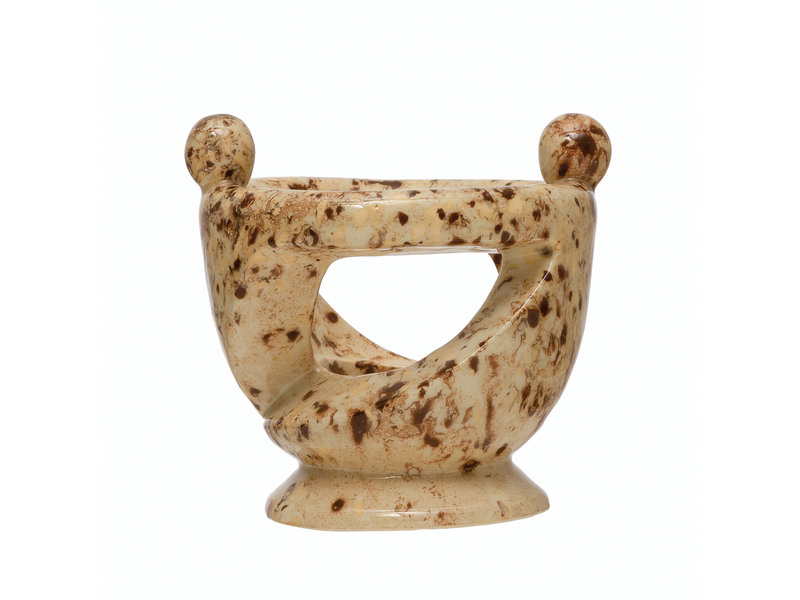 Bloomingville Stoneware Tealight Holder with Hand-in-Hand Figures