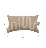 Bloomingville Cotton & Jute Lumbar Pillow with Embroidery & Fringe