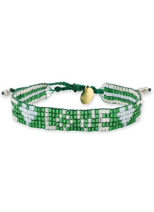 Emerald Seed Bead LOVE with Hearts Bracelet