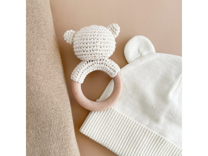 The Blueberry Hill Honey Bear Baby Gift Set | Blanket, Rattle Teether & Hat