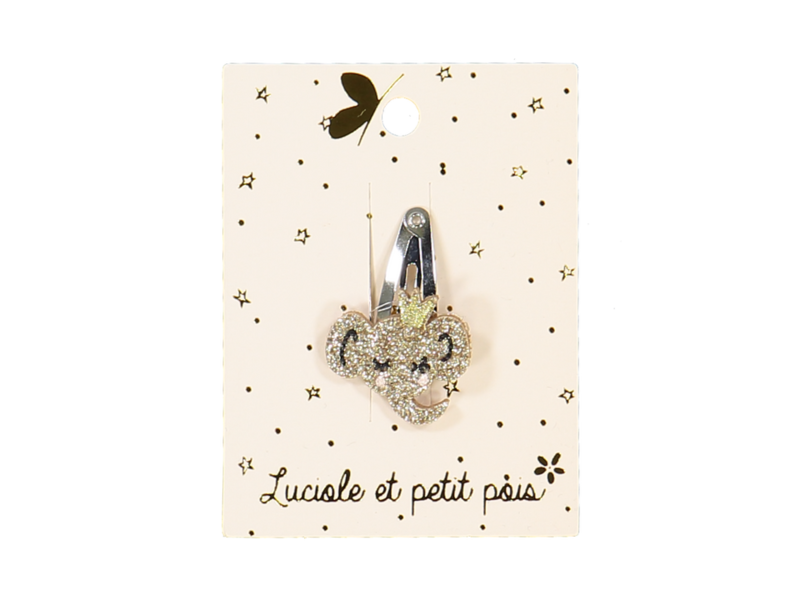 Luciole et Petit Pois Mini Elephant Hair Clip - Gold Glitter