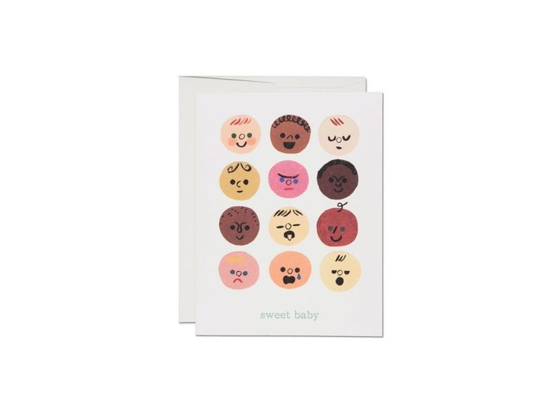 Red Cap Cards Baby Faces Card