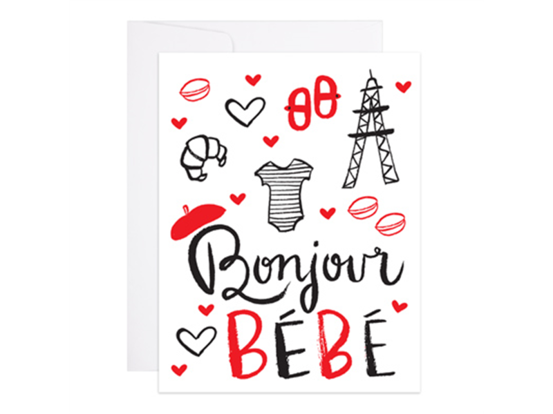 9th Letter Press Bonjour Bebe Card