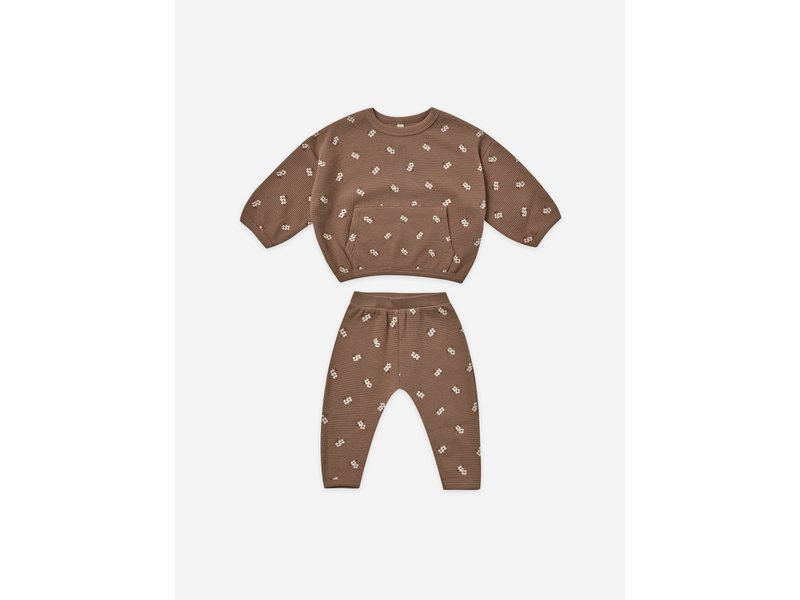Quincy Mae Cocoa Floral Waffle Top + Pant Set