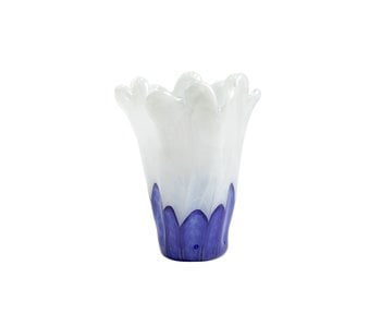 Onda Glass Cobalt and White Medium Vase