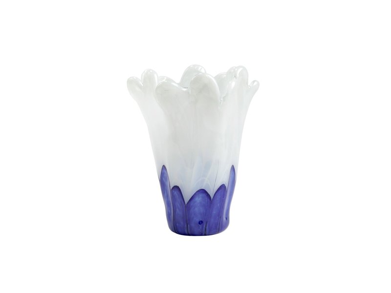 Vietri Incorporated Onda Glass Cobalt and White Medium Vase