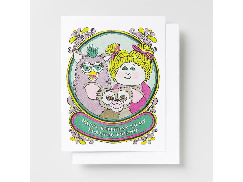 Yellow Owl Workshop Happy Bday Forever Friend Risograph Card