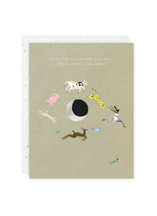 Over The Moon Baby Card
