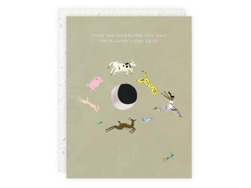 Seedlings Over The Moon Baby Card
