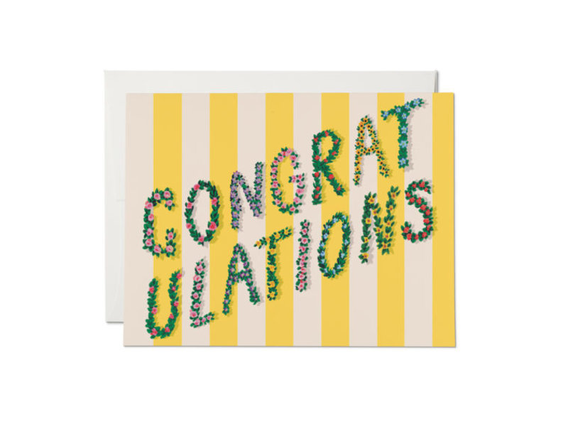 Red Cap Cards Yellow Stripes Congrats