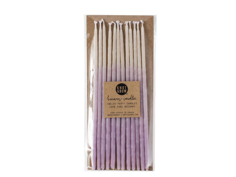 Knot & Bow Tall Violet Ombre Beeswax Birthday Candles