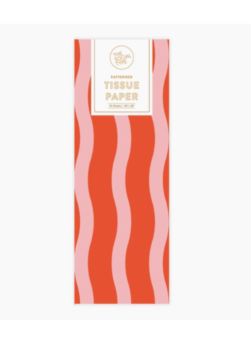 Tangy Red Fussy Stripe Tissue Paper