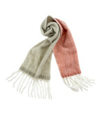 Indaba Trading Sage and Pink Fringed Color Block Scarf