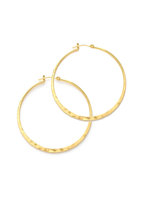2" Hammered Hoops Gold