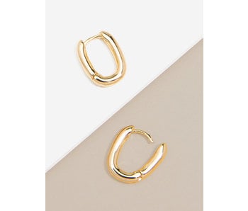 Small Chunky U-Shape Huggie Earrings - Gold