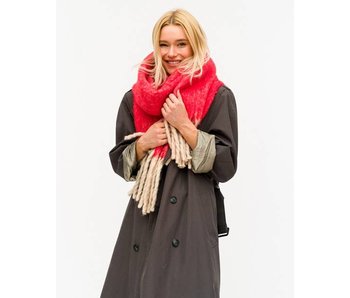 Oblong Scarf with Tassels Red