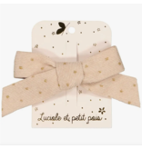 Luciole et Petit Pois Princess bow hair clip - ecru velvet with gold dots