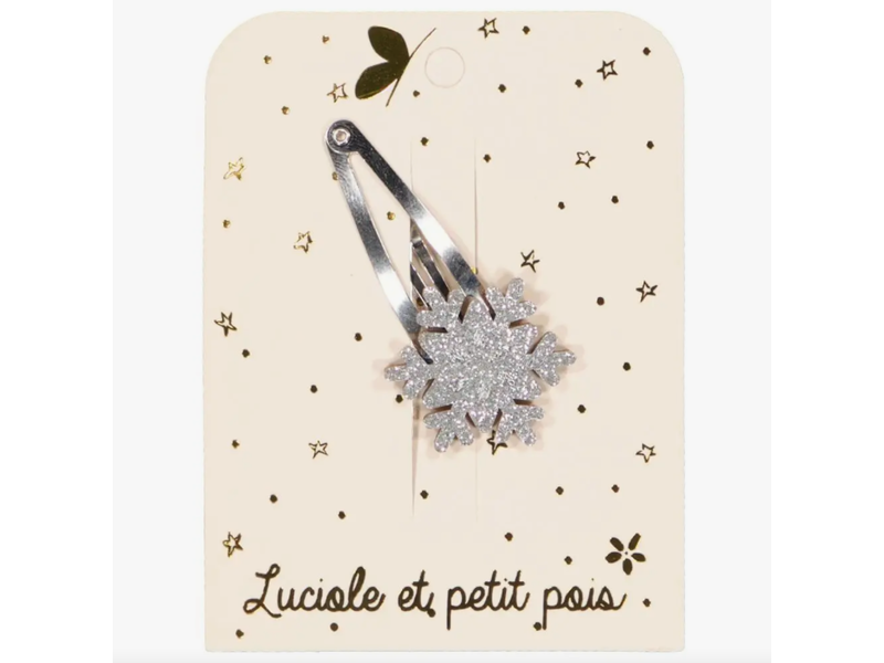 Luciole et Petit Pois Snowflake Hair Clip - Silver Glitter