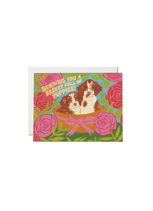 Basket of Puppies Card
