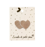 Luciole et Petit Pois Mini Heart Hair Clip - Pink Glitter