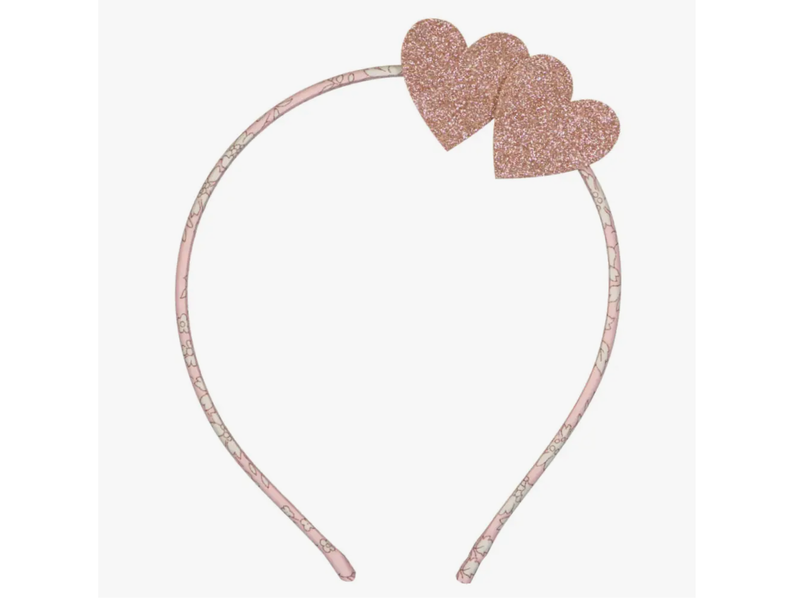 Luciole et Petit Pois Hearts Headband - Glitter Pink