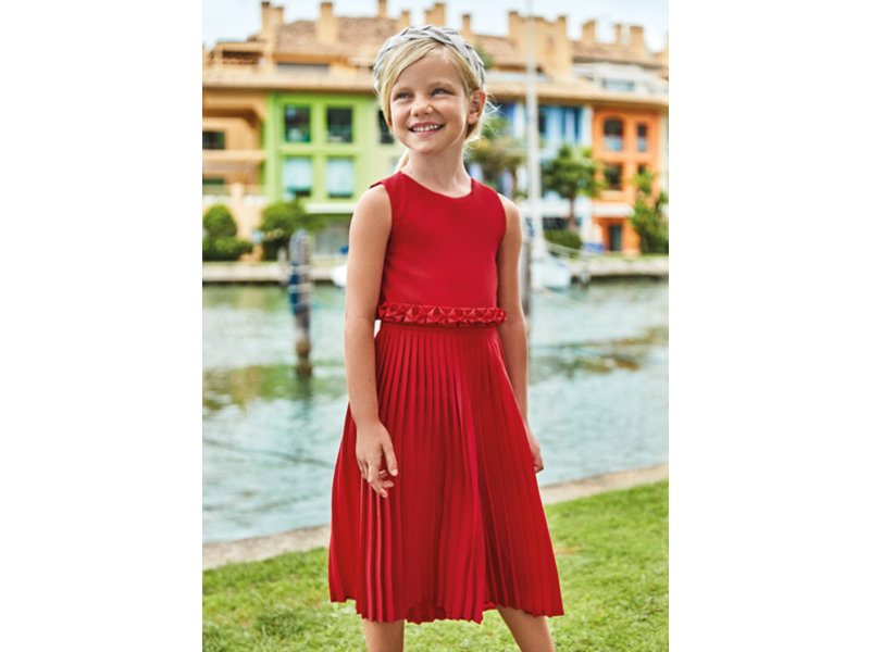 Mayoral Pleated Romper Red