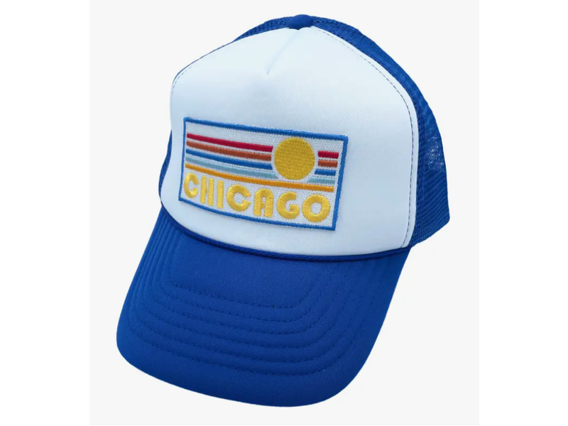 Hey Mountains Chicago Toddler Trucker Hat - Royal Blue/White (ages 2-12)