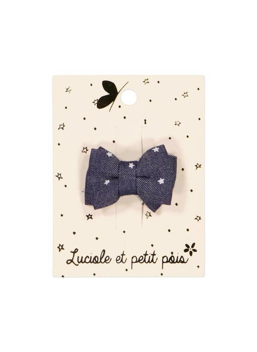 Mini Double Bow Hair Clip - Starry Jeans