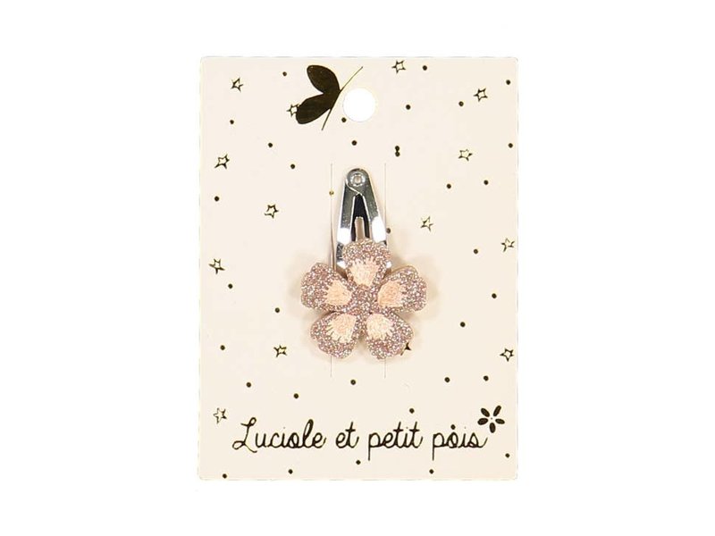 Luciole et Petit Pois Mini Flower Hair Clip - Pink Glitter