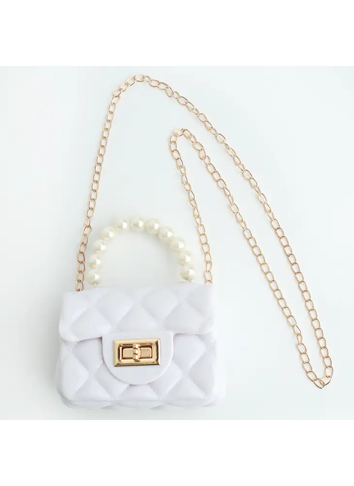 Pearl Handle Jelly Purse white