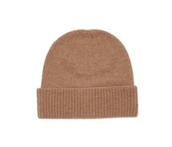 Wool/Cashmere Lofty Beanie - Camel Heather