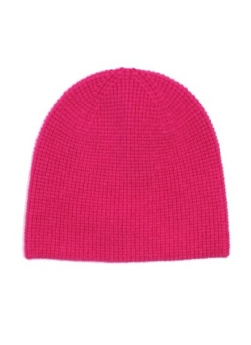 Wool/Cashmere Waffle Beanie - Electric Pink