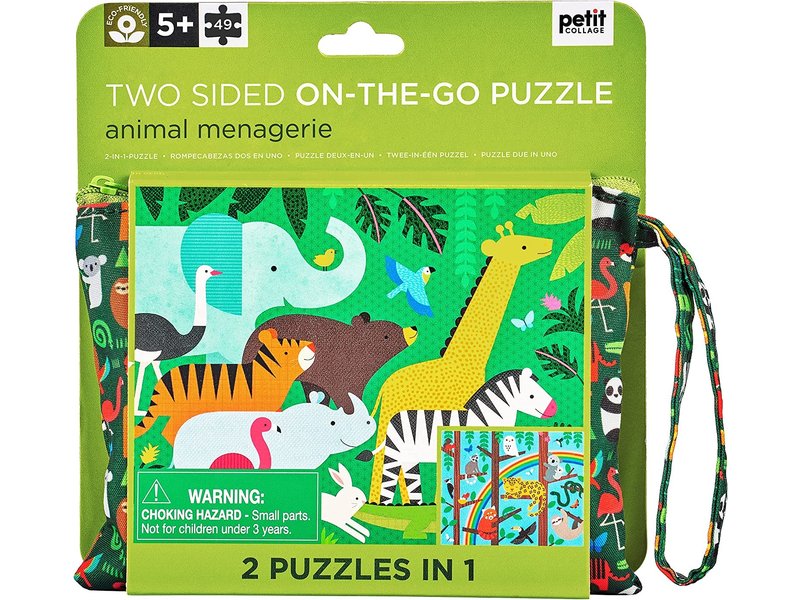 Chronicle Books Two Sided On-The-Go Puzzle Animal Menagerie