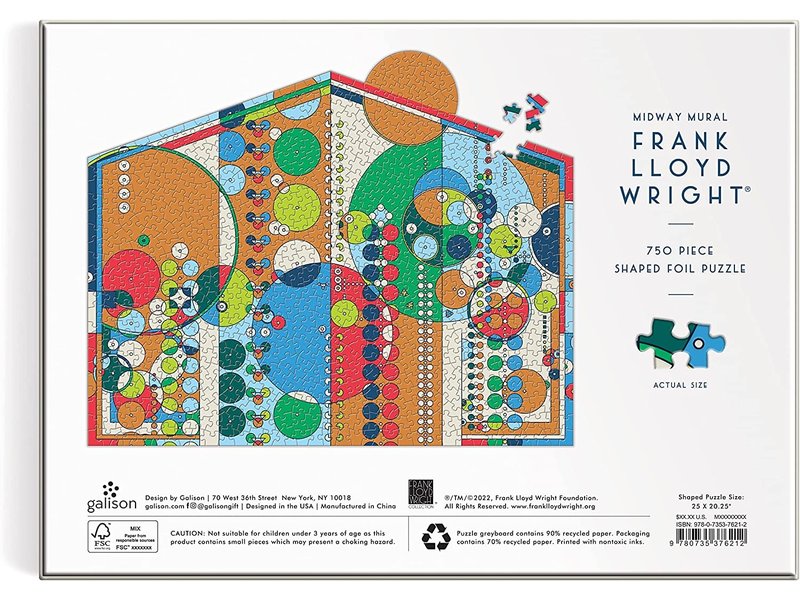 Chronicle Books Frank Lloyd Wright Midway Mural 750 Piece Shaped Foil Puzzle