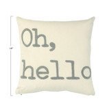 Creative Co-OP Cotton Pillow w/ Embroidery "Oh, Hello", 18"