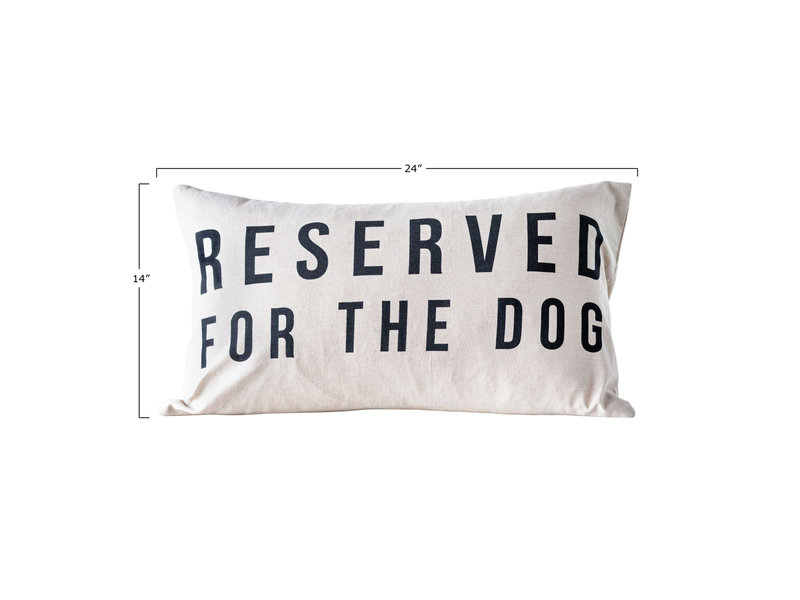 Creative Co-OP Reserved For The Dog Cotton Lumbar Pillow, 24"x14"