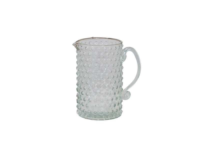 Creative Co-OP 42 oz. Hand-Blown Glass Hobnail Pitcher