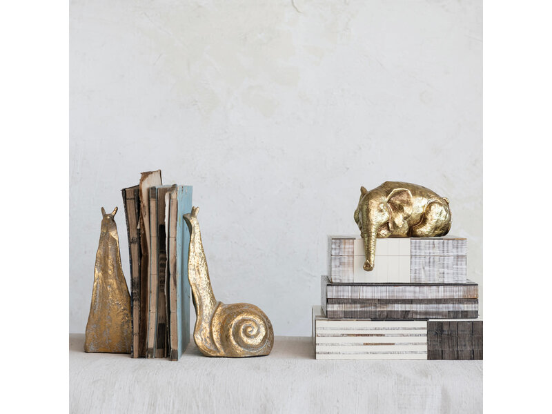 Creative Co-OP Cast Iron Snail Bookends, Distressed Gold Finish, Set of 2