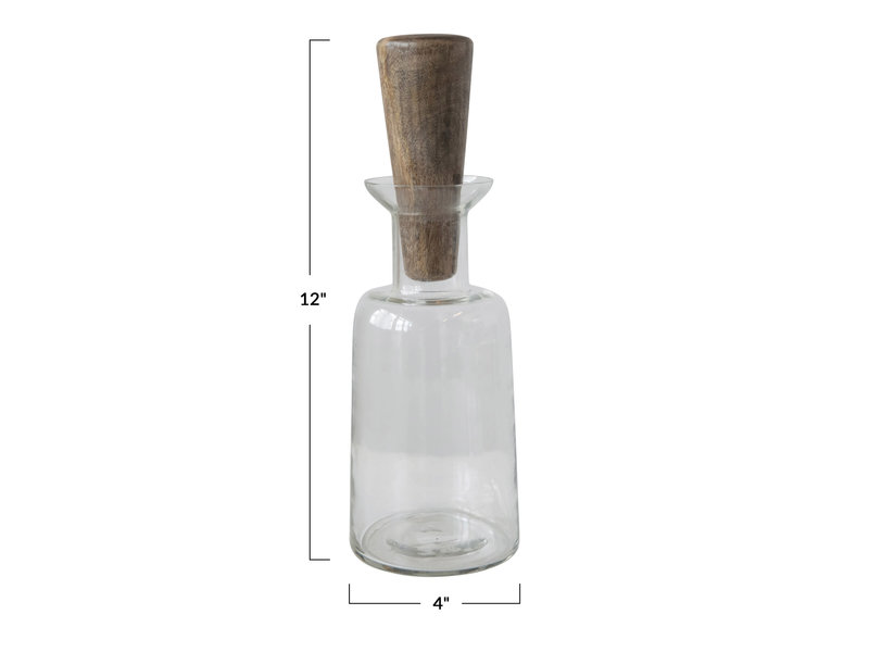 Creative Co-OP Glass Decanter with Mango Wood Stopper