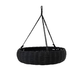 Hand-Woven Hanging Rattan Basket with Jute Rope Hanger