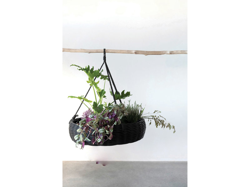 Creative Co-OP Hand-Woven Hanging Rattan Basket with Jute Rope Hanger