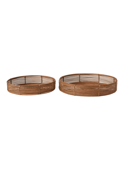 Hand-Woven Rattan Trays, Large