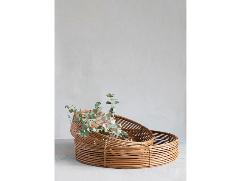 Creative Co-OP Hand-Woven Rattan Trays, Large