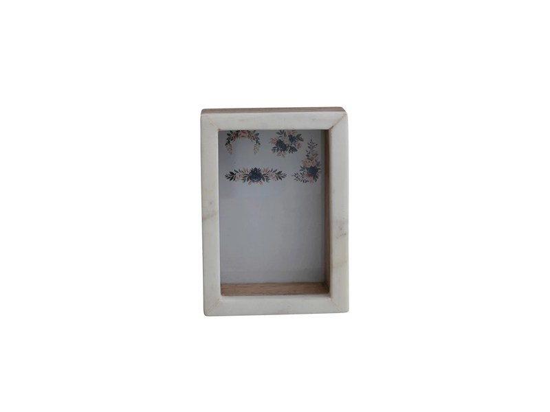 Creative Co-OP Marble & Mango Wood Shadow Box Photo Frame, 4" x 6"