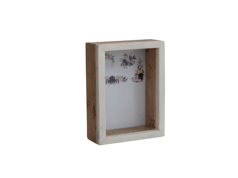 Creative Co-OP Marble & Mango Wood Shadow Box Photo Frame, 5" x 7"
