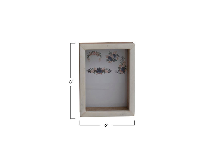 Creative Co-OP Marble & Mango Wood Shadow Box Photo Frame, 5" x 7"