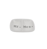 Creative Co-OP Mr./Mrs. Ceramic 2-Section Dish