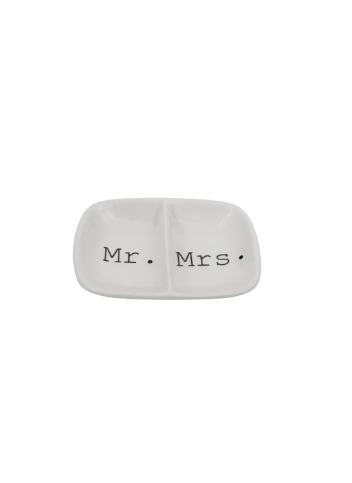 Mr./Mrs. Ceramic 2-Section Dish