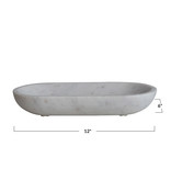 Creative Co-OP Oval Marble Bowl, White
