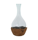 Creative Co-OP Recycled Glass Vase with Teakwood Base